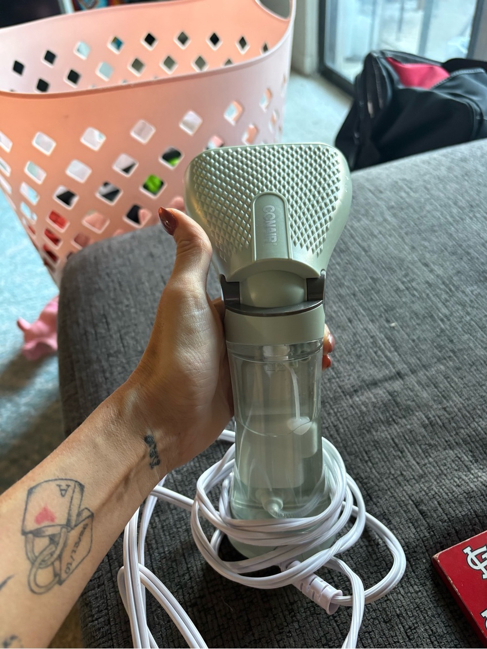 Handheld Fabric Steamer in Sage Green